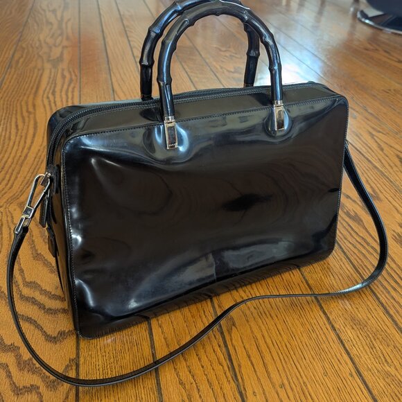 Vintage Gucci Patent Leather Bamboo Top Handle Bag - Picture 3 of 7